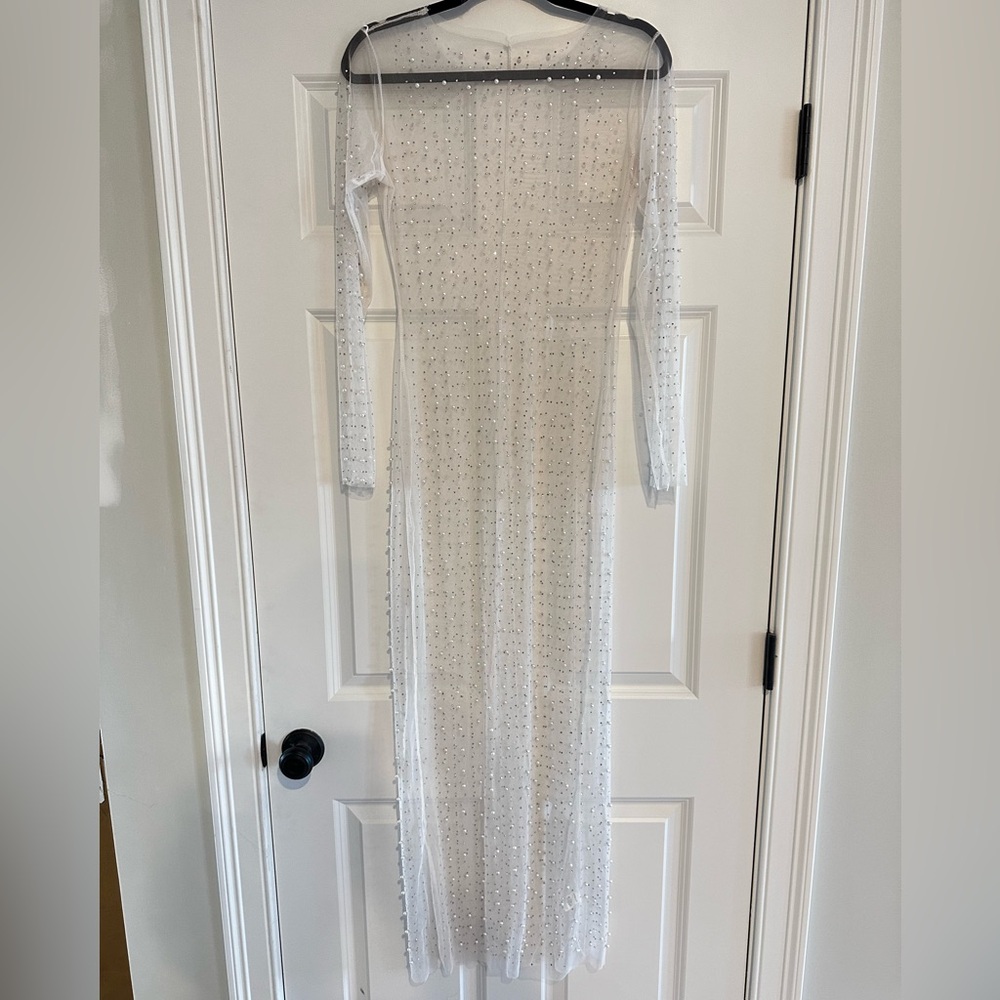 Bachelorette See-Through Pearl and Rhinestone Cover Up